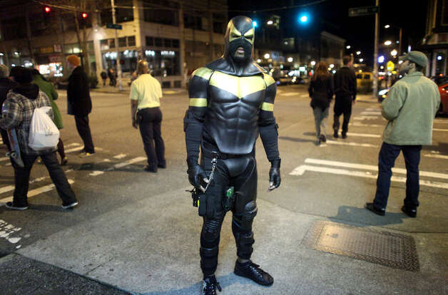 Seattle's selfproclaimed superhero Phoenix Jones photographed on Friday 
