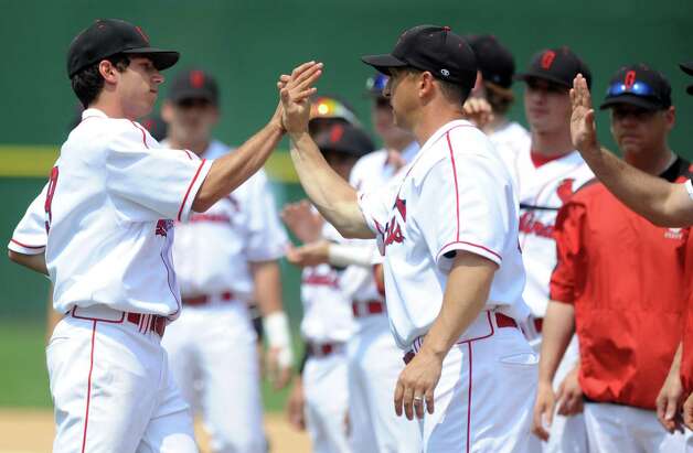 Greenwich players are introduced during Saturday's FCIAC baseball championship game at the Ballpark at Harbor Yard in Bridgeport on May 26, 2012. Photo: Lindsay Niegelberg / Stamford Advocate