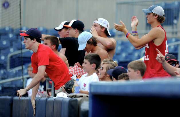 Greenwich fans cheer for their team during Saturday's FCIAC baseball championship game at the Ballpark at Harbor Yard in Bridgeport on May 26, 2012. Photo: Lindsay Niegelberg / Stamford Advocate