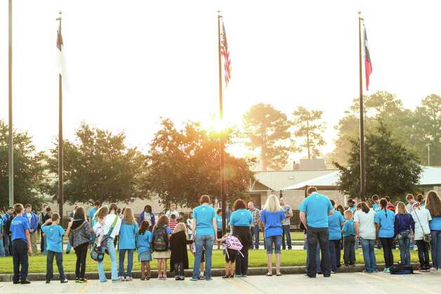 Students participate in "See You At The Pole" at Community Christian School in Orange. Photo submitted by Kara Dewberry. / BE
