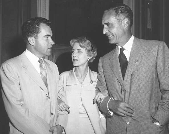 U.S. Sen. Prescott Bush, R-Conn., right, is shown with Vice President Richard M. Nixon and Clare Booth Luce, a fellow Greenwich resident and the first woman appointed to a major U.S. ambassadorship, in Washington, D.C. Contributed file photo. Photo: Contributed Photo / ST / Greenwich Citizen