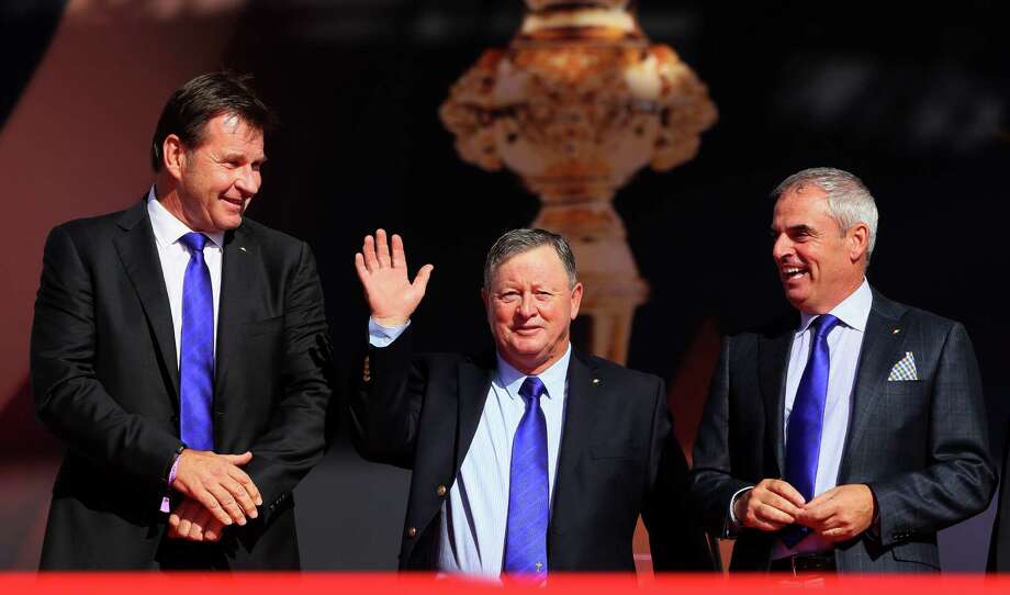 CHASKA, MN - SEPTEMBER 29: Former Ryder Cup captains Nick Faldo, Ian Woosnam and Paul McGinley attend the 2016 Ryder Cup Opening Ceremony at Hazeltine National Golf Club on September 29, 2016 in Chaska, Minnesota.  (Photo by Andrew Redington/Getty Images) ORG XMIT: 672193923 Photo: Andrew Redington / 2016 Getty Images
