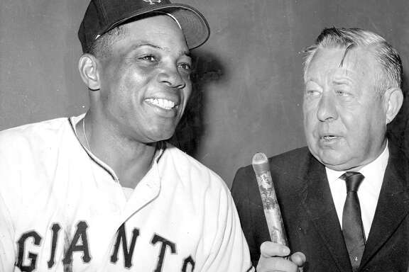Russ Hodges interviews Willie Mays after the Giants outfielder hit home run No. 534.