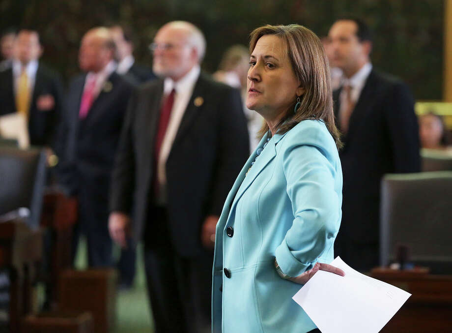 Senator Konni Burton (R-Colleyville) watches nominees get approval despite her vote of no on the UT Board of Regents before the Senate for confirmation on March 11, 2015. Photo: Tom Reel, Staff / San Antonio Express-News