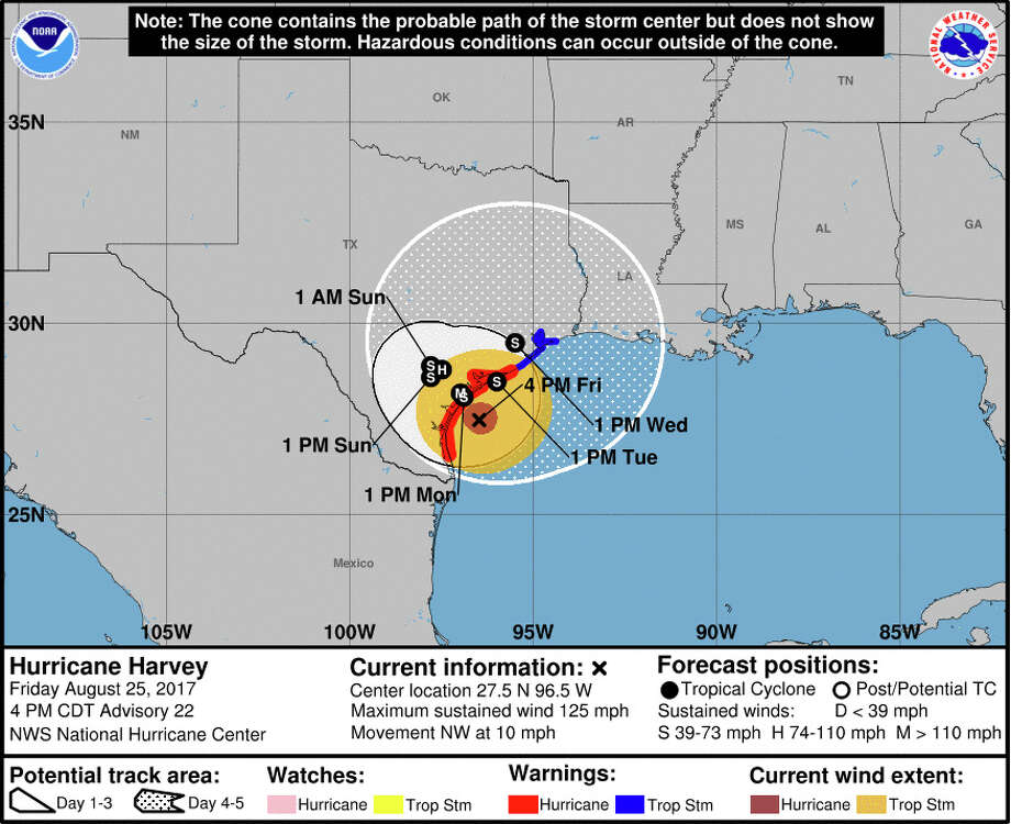 Weather images from National Hurricane Center show Harvey's path into