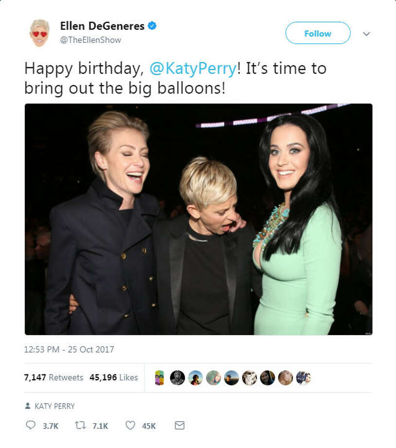 Comedian and talk show host Ellen DeGeneres caught flak from conservatives and other social media users after posting a photo of her and Katy Perry on Twitter. Photo: File/Twitter