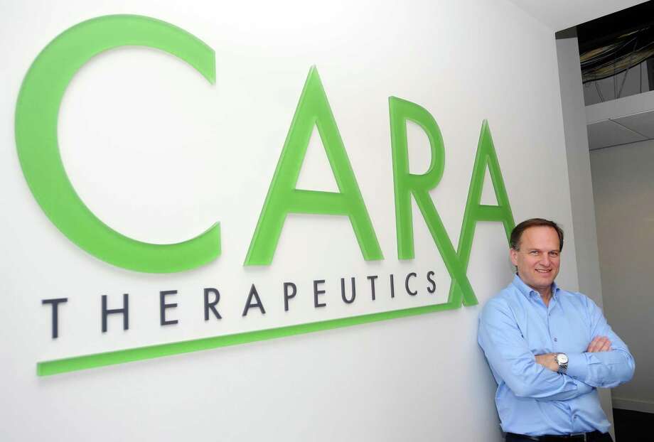 Derek Chalmers is CEO of Cara Therapeutics, a Stamford-based biotech firm that is developing new drugs to treat acute and chronic pain that aim to reduce the risk of addiction, by not acting on the body’s central nervous system. Photo: Michael Cummo / Hearst Connecticut Media / Stamford Advocate