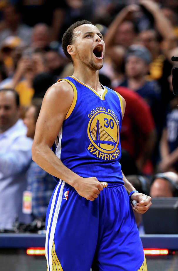 MEMPHIS, TN - MAY 15:  Stephen Curry #30 of the  Golden State Warriors celebrates after making a basket to end the third quarter against the Memphis Grizzlies during Game six of the Western Conference Semifinals of the 2015 NBA Playoffs at FedExForum on May 15, 2015 in Memphis, Tennessee. Photo: Andy Lyons, Getty Images