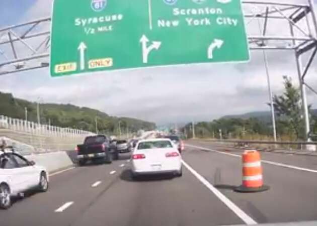 'Miraculous' dashcam video shows massive 10-car crash, rescue of woman from burning car in New York