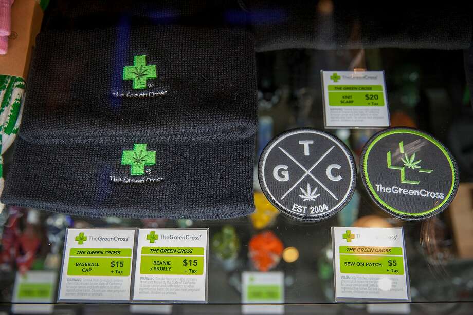Green Cross cannabis dispensary wouldn’t be able to sell merchandise with the shop’s logo if a state bill to limit pot promotion with branded goods passes. Photo: Peter DaSilva, Special To The Chronicle